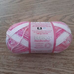 Bernat Handicrafter Pinky Stripes 100% Cotton 4 Ply Yarn-Breast Cancer Awareness